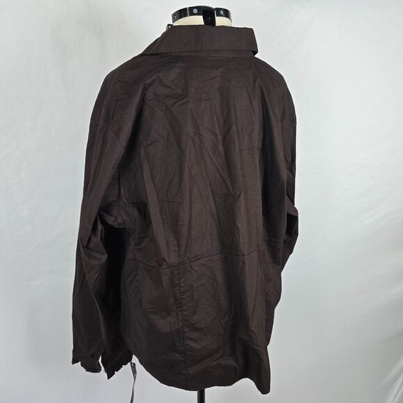 ALC Woman Blouse Women's 3X Brown Ruffles Collar Long Sleeve Hook & Eye NWT - Picture 11 of 12